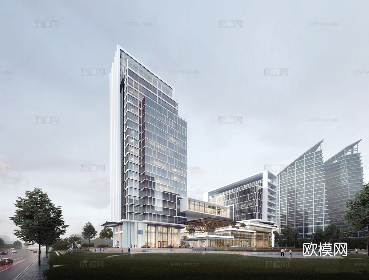 办公楼写字楼建筑 商住外观建筑 综合商业体su模型
