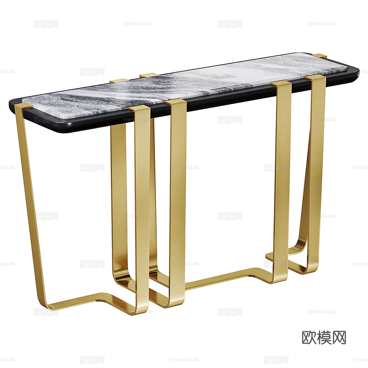 现代轻奢大理石金属端景台 玄关桌3d模型下载（渲染图1）