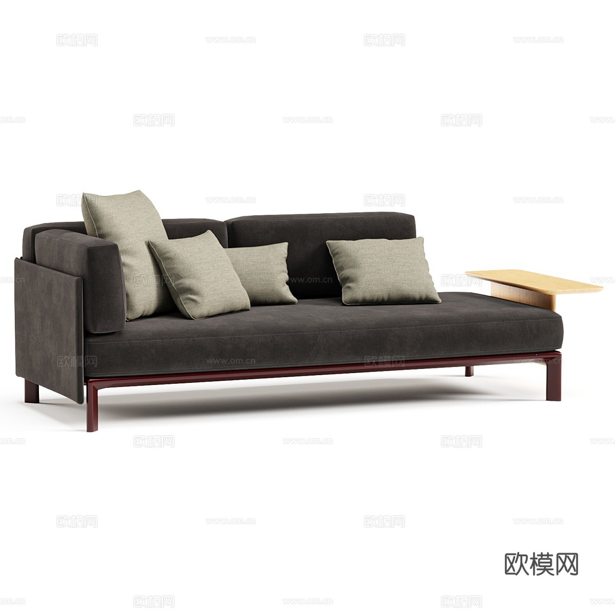 现代意式布艺贵妃椅3d模型下载（渲染图3）