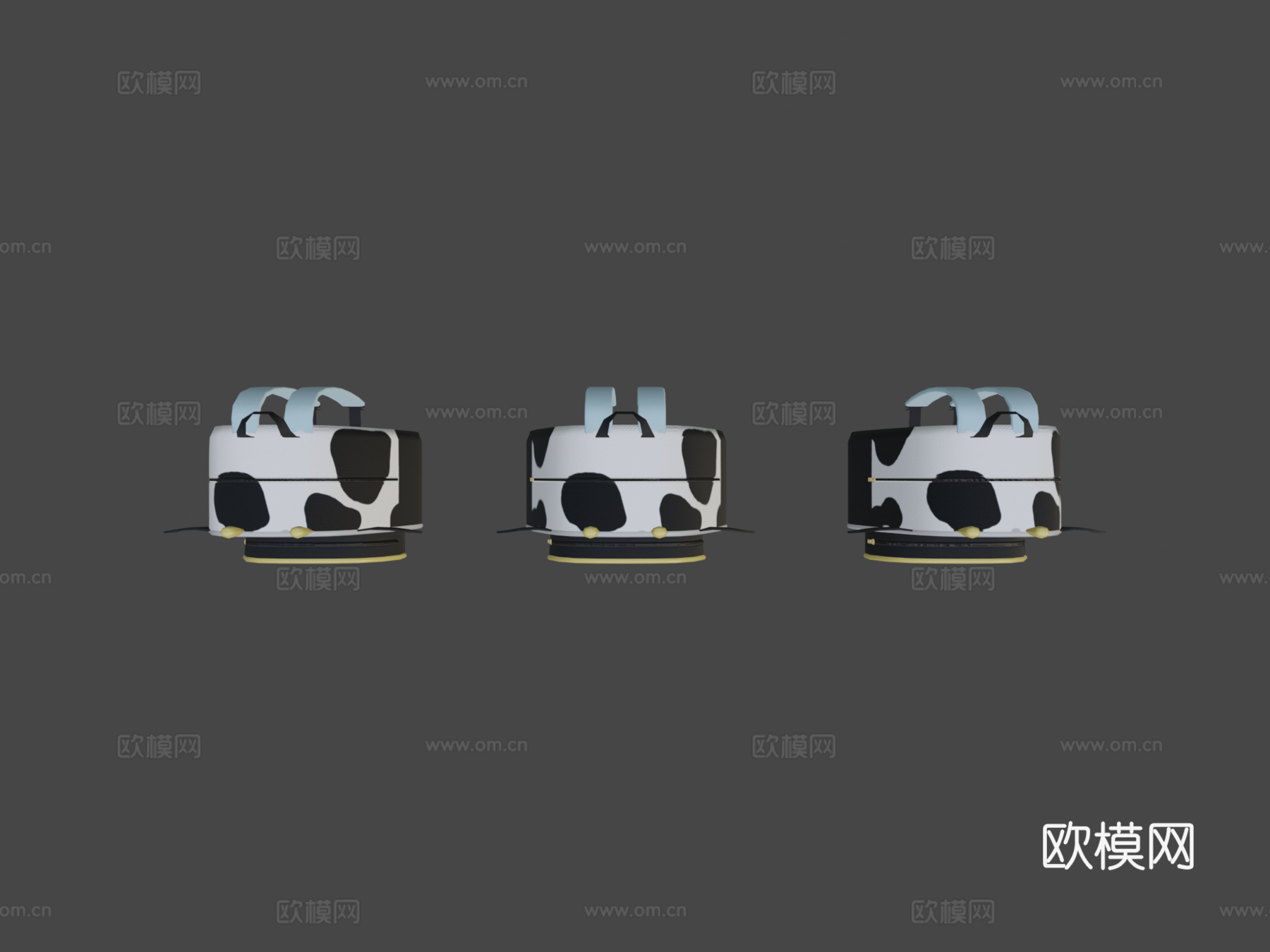 可爱低多边形奶牛背包3d模型下载（渲染图6）