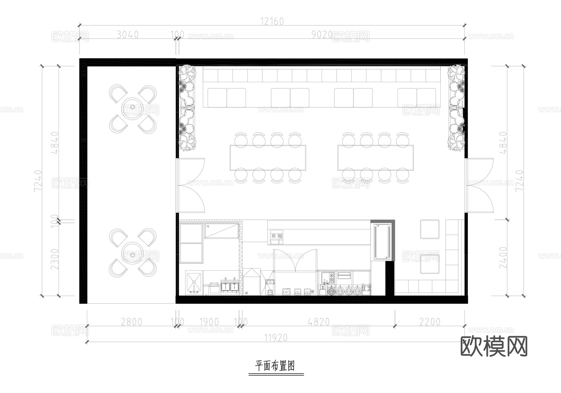 奶茶店平面布置图cad施工图