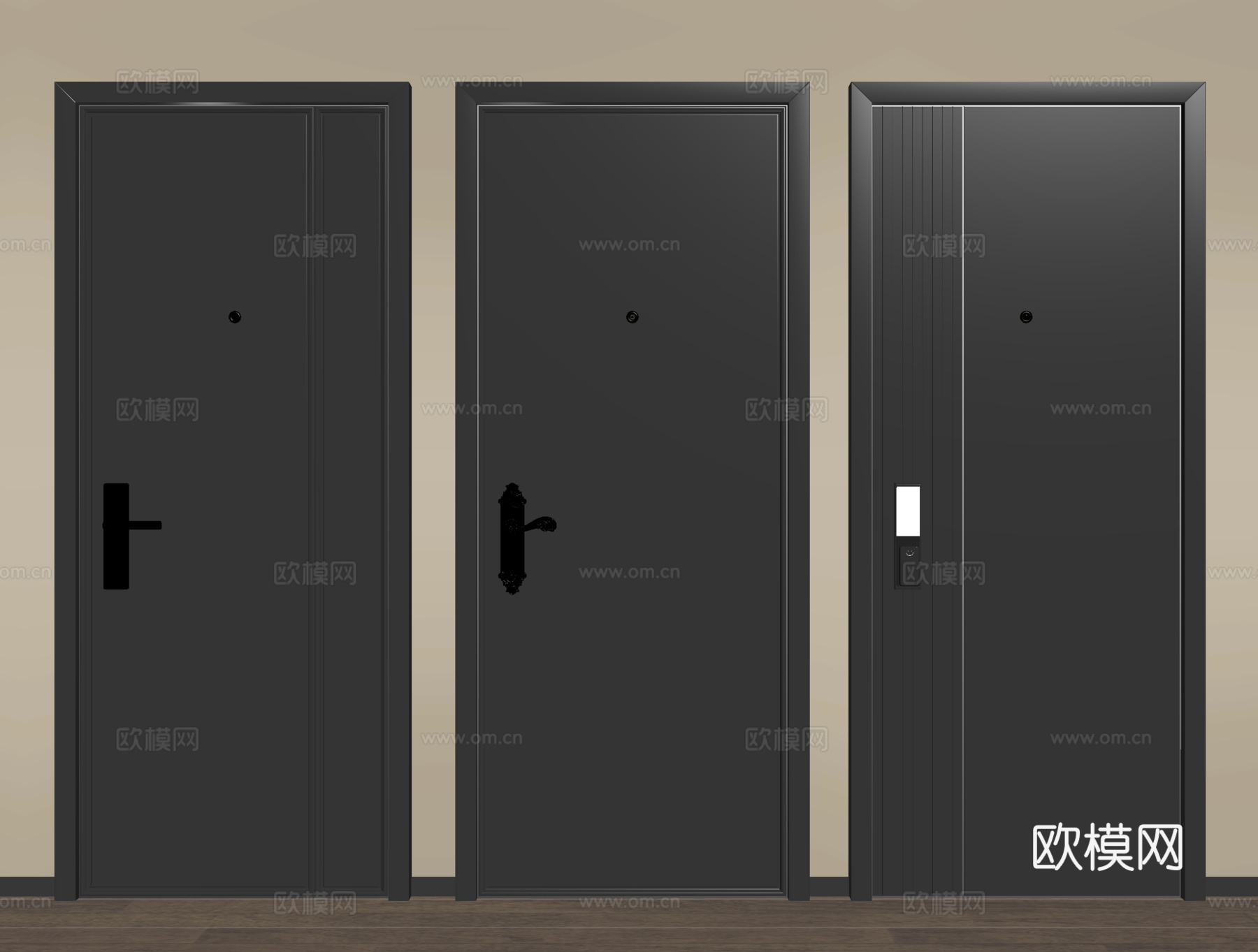 现代防盗门 入户门 智能锁门 单开门su模型
