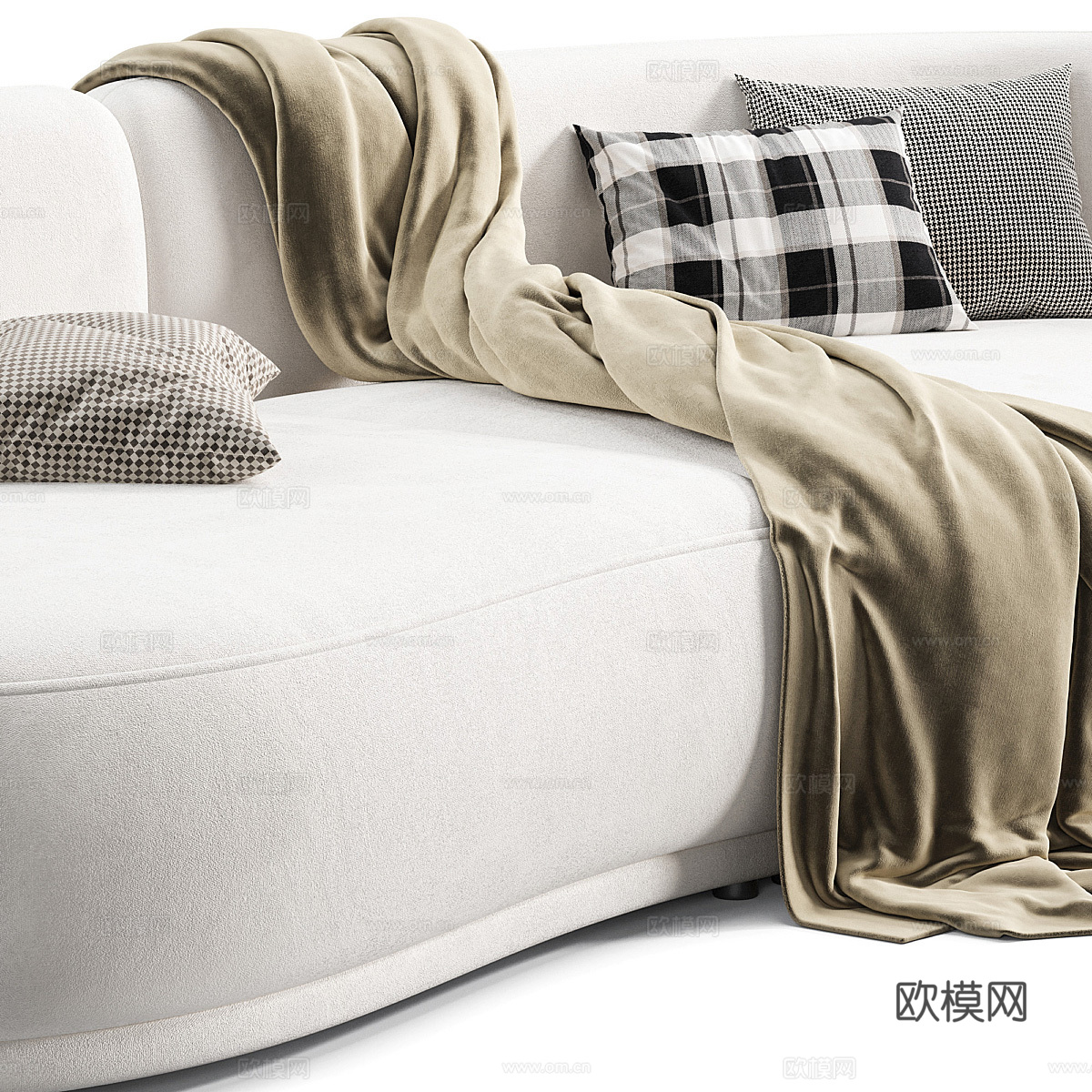 现代 Dantonehome 布艺弧形沙发3d模型下载（渲染图4）