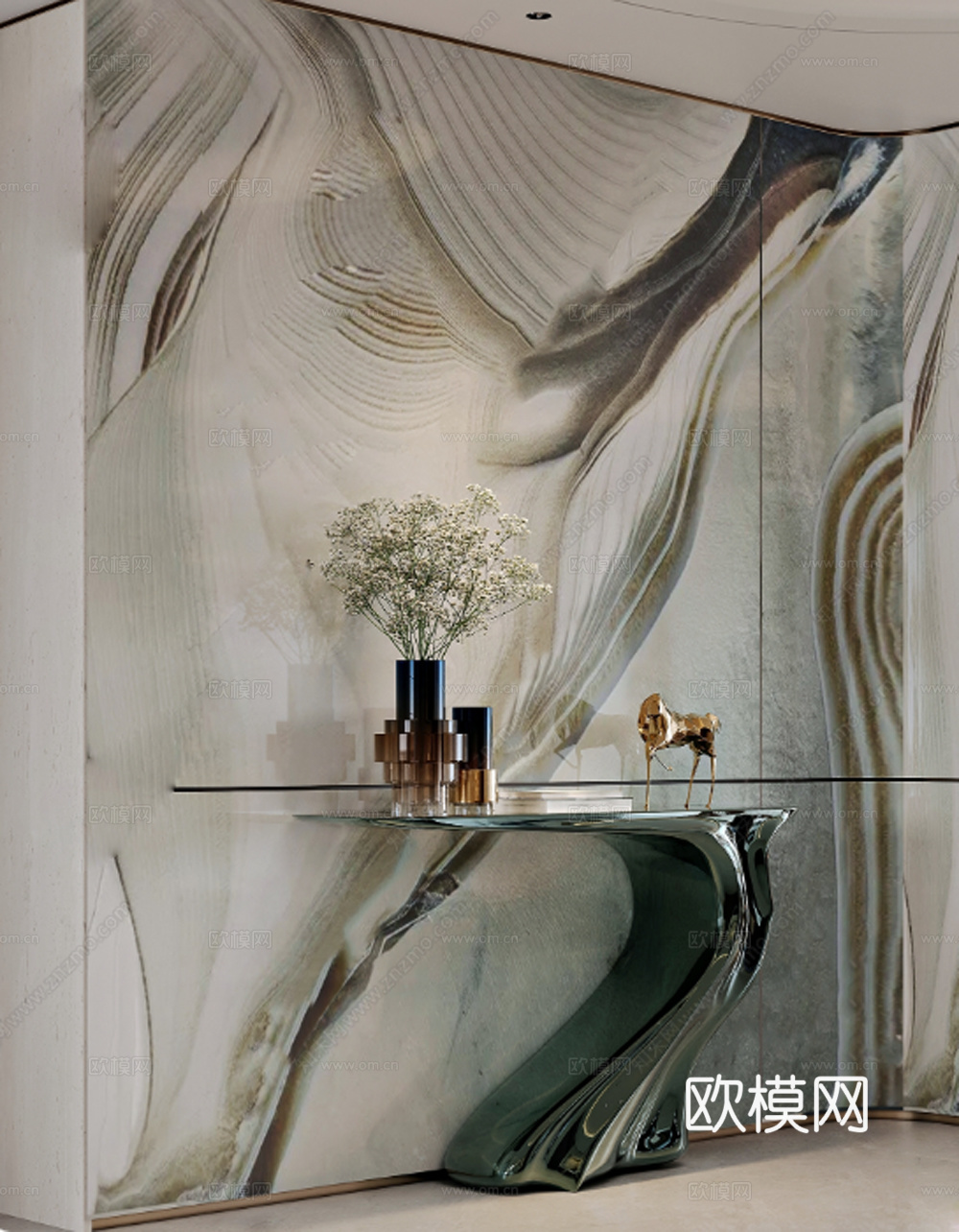 现代轻奢端景柜su模型