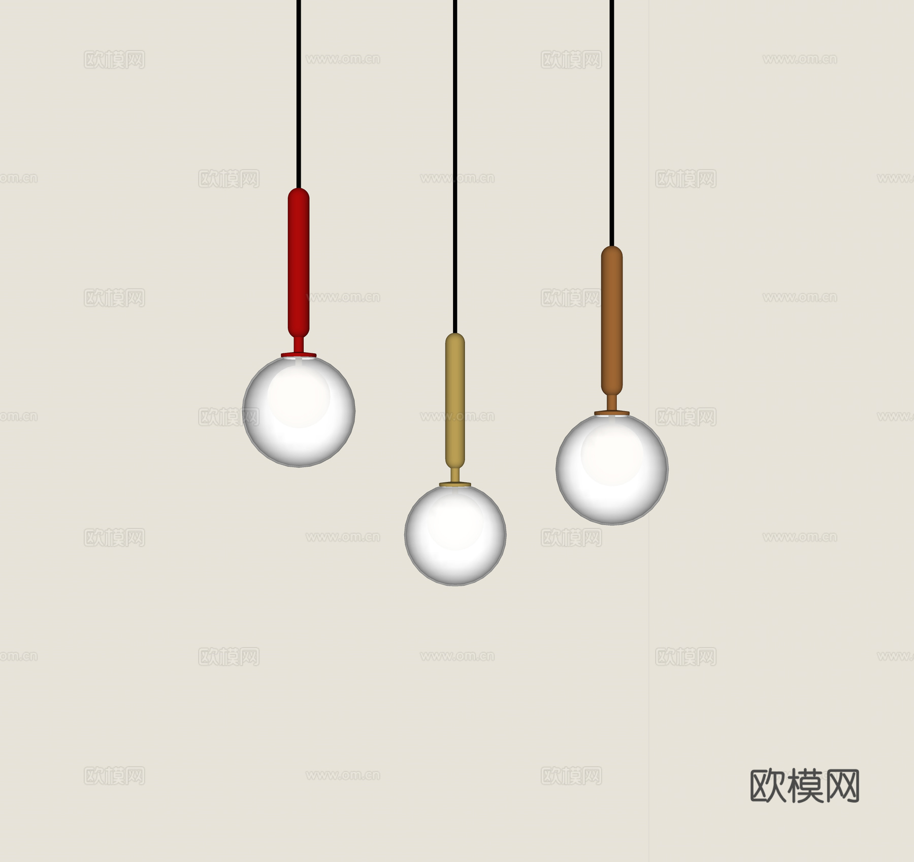 奶油风儿童吊灯su模型