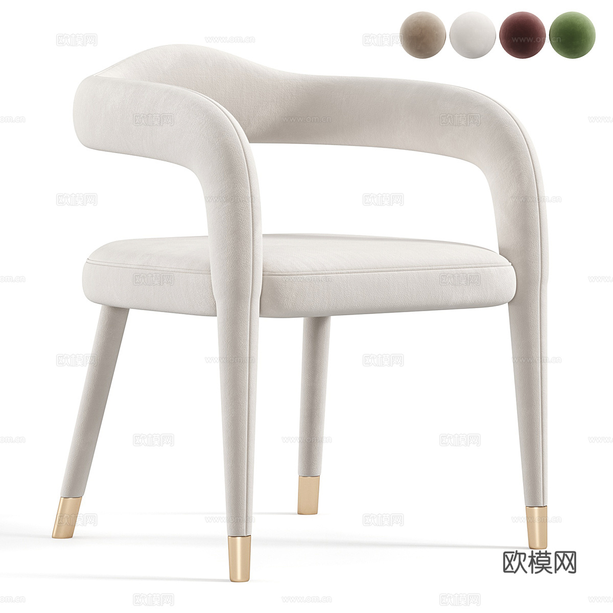 现代轻奢 Lucia 天鹅绒单椅3d模型下载（渲染图2）