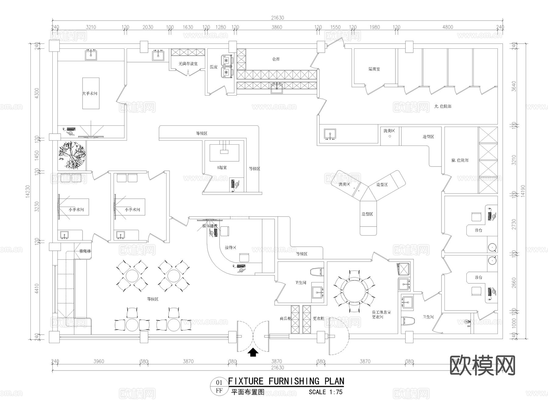 28套宠物医院宠物店宠物诊所CAD图纸cad施工图
