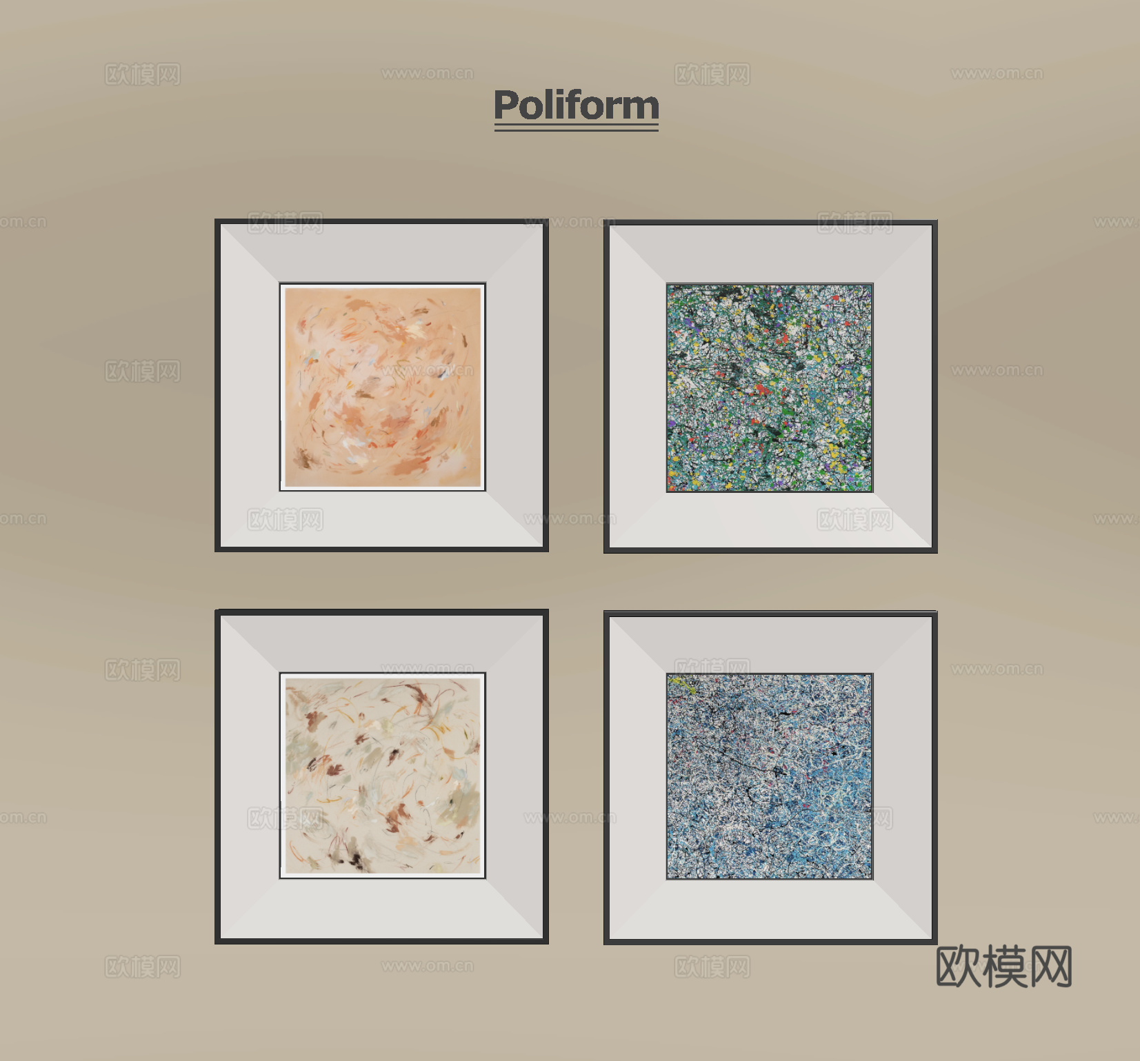现代挂画 抽象挂画 装饰挂画su模型