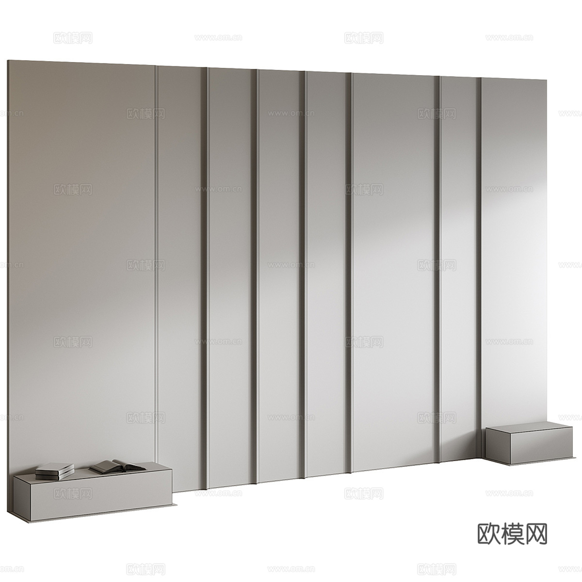 现代床头墙板3d模型下载（渲染图3）