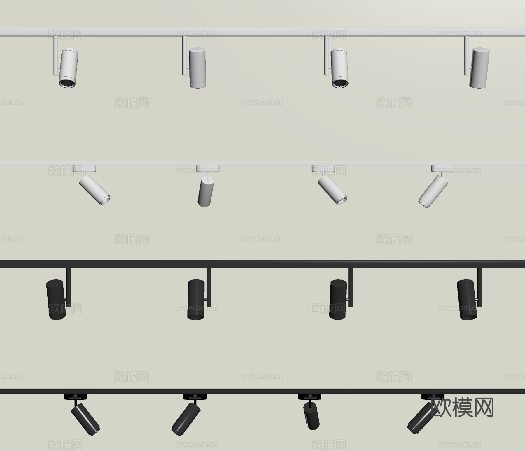现代筒灯射灯 轨道式射灯su模型