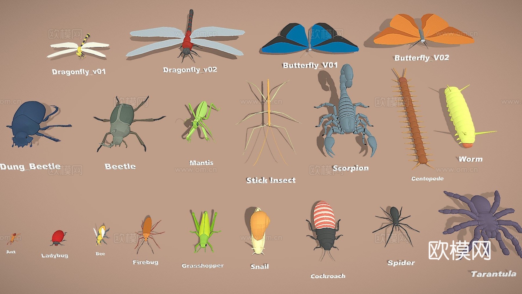 动物包-昆虫3d模型下载（渲染图1）