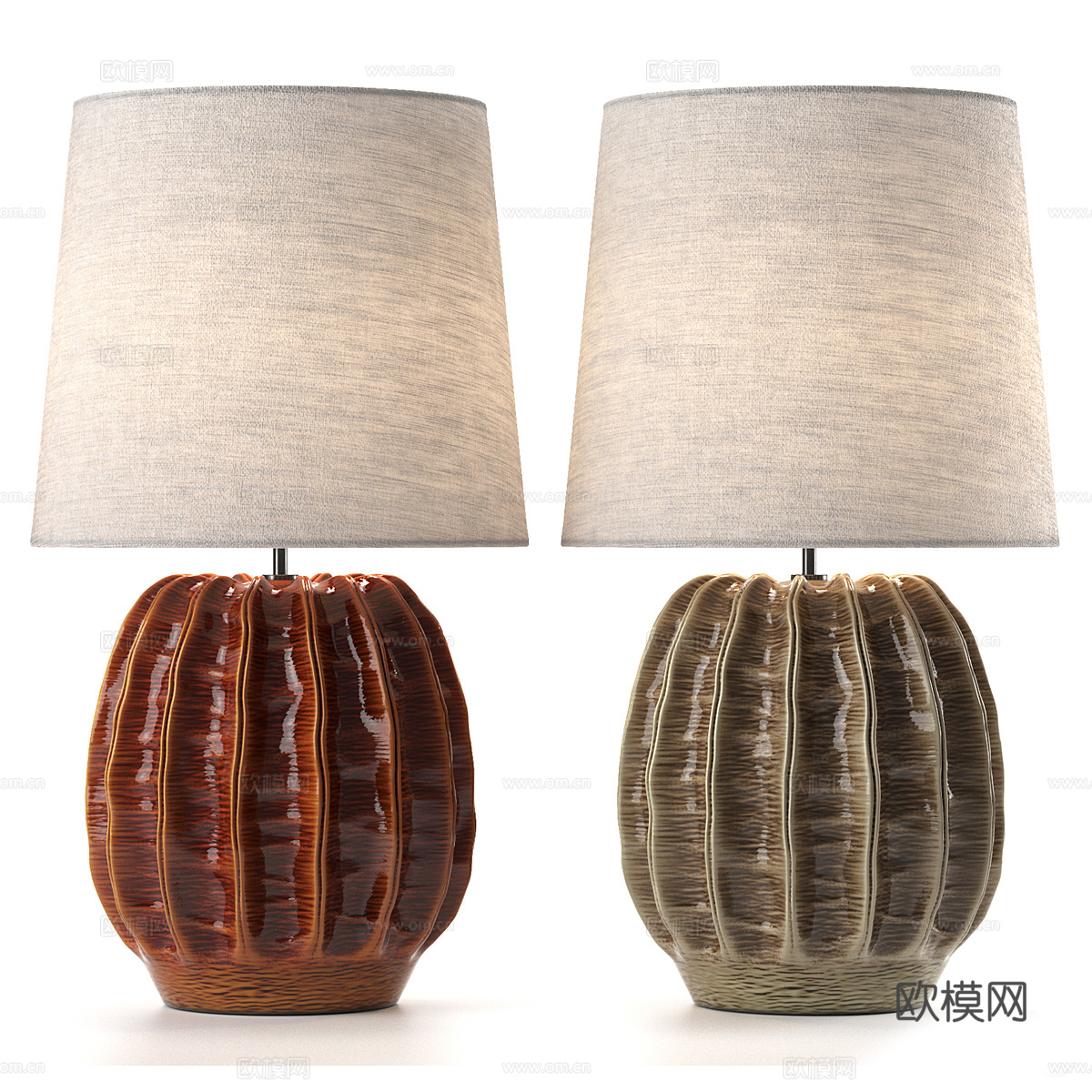 新中式轻奢陶瓷台灯3d模型下载（渲染图1）