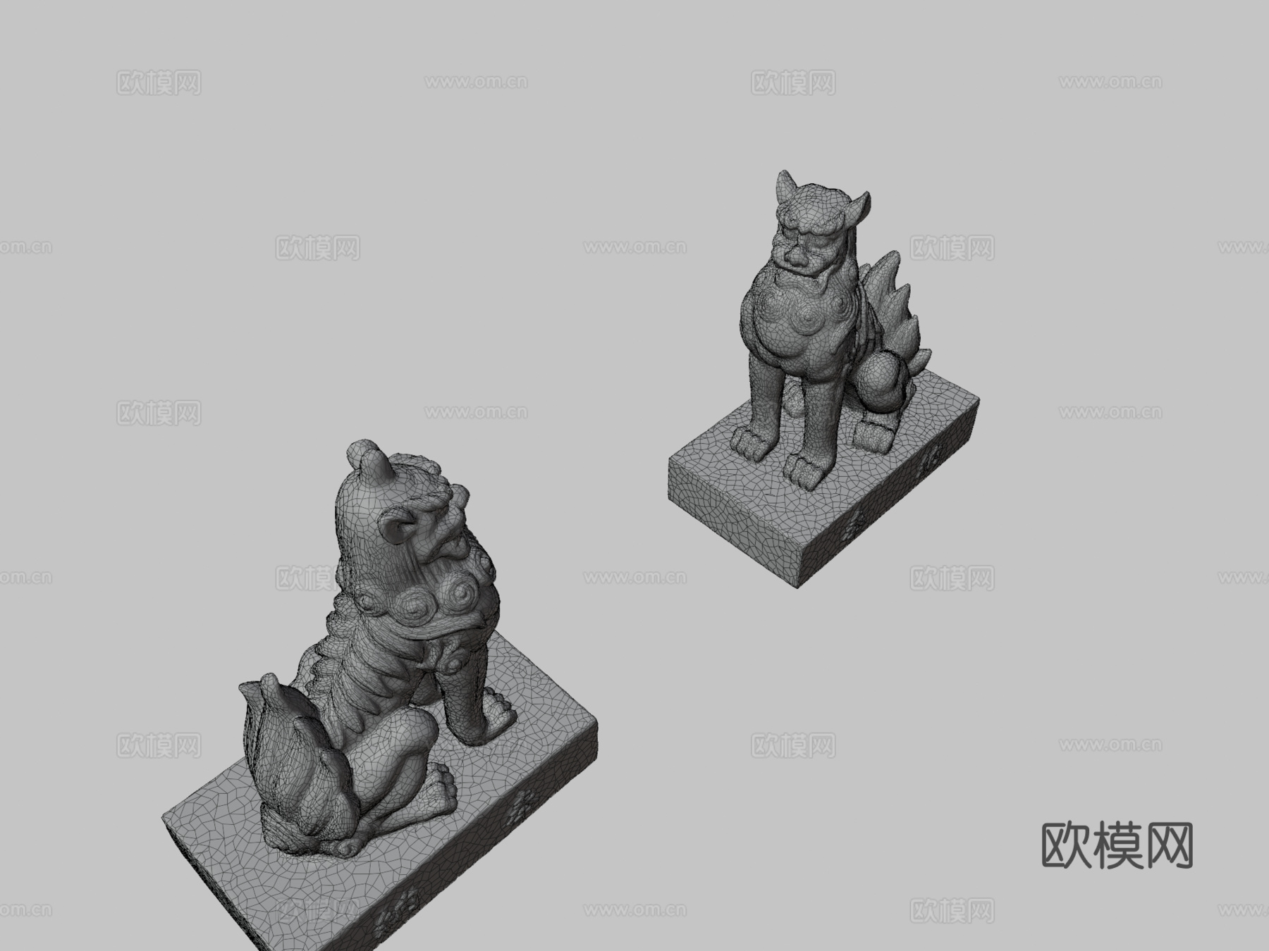 日本神社双狛犬#3(重传)3d模型下载（渲染图3）