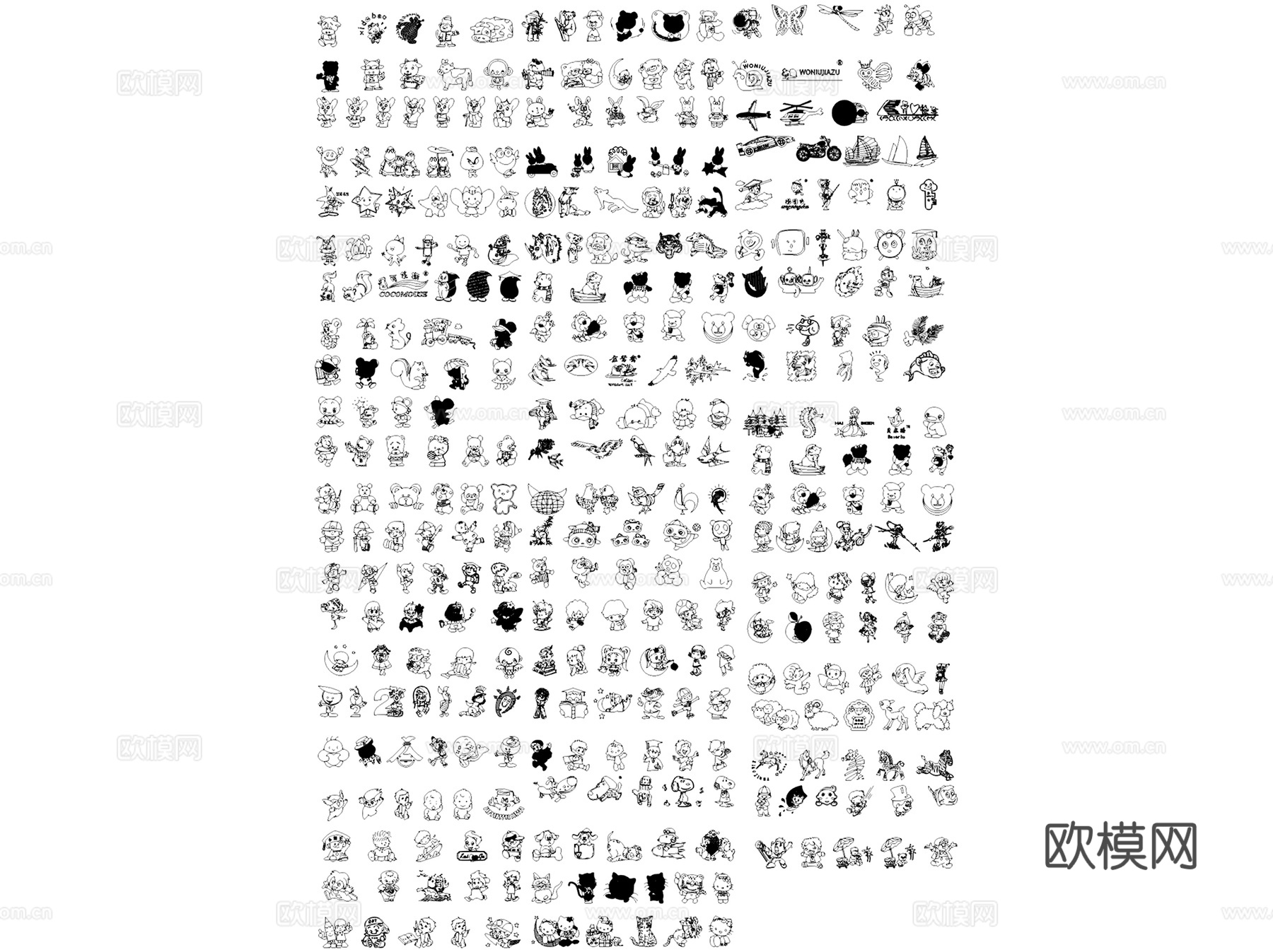 经典卡通漫画动画动物角色CAD图库合集cad施工图