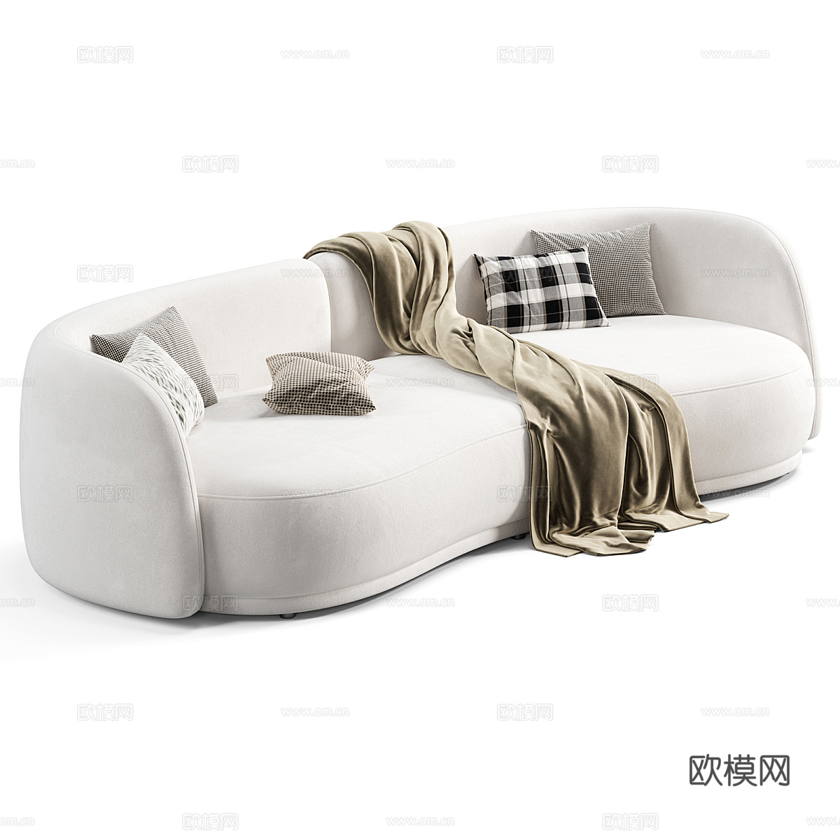 现代 Dantonehome 布艺弧形沙发3d模型下载（渲染图2）