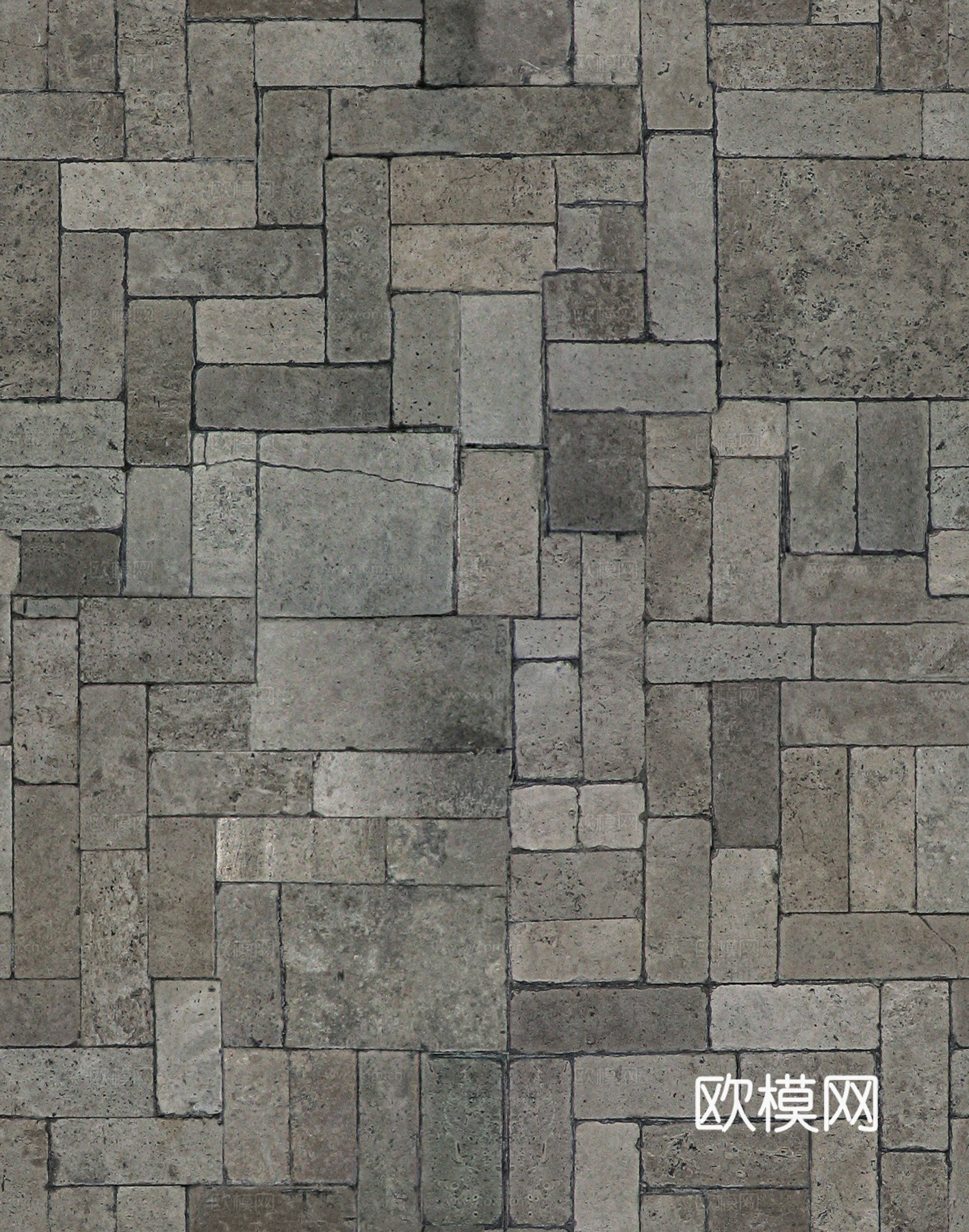 现代其它地面_中式仿古砖_做旧地面_青石板地砖_碎石铺地