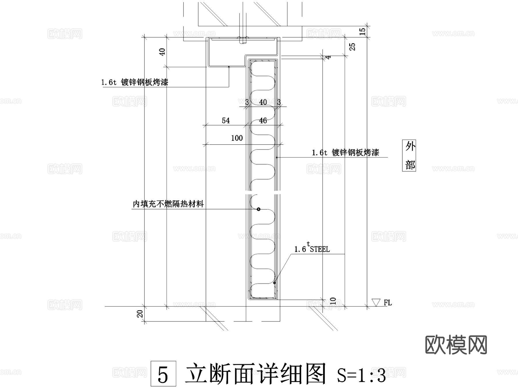 金属材质门断立面节点大样详图CAD施工图集 20套cad施工图cad施工图