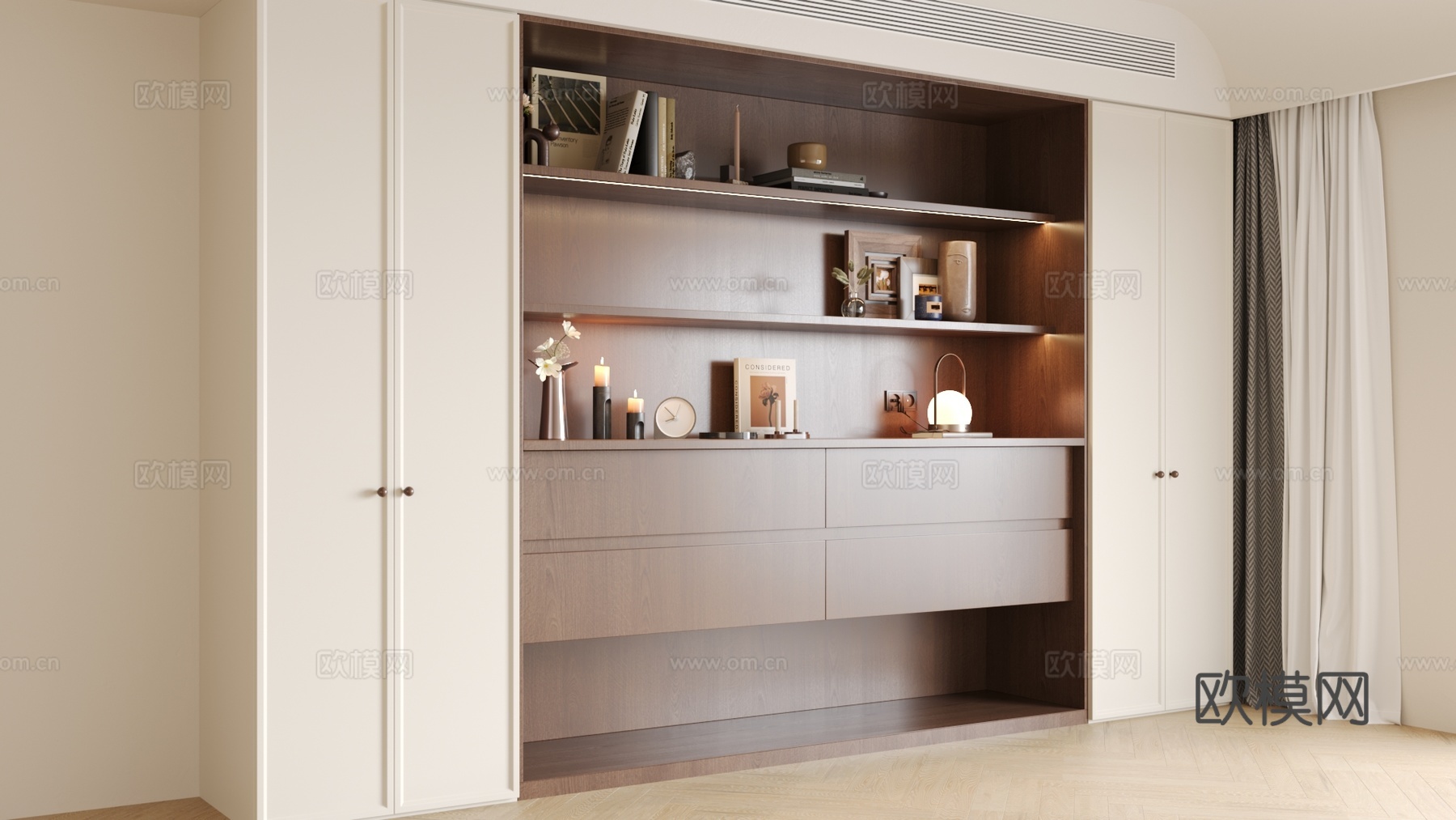 中古奶油柜子3d模型下载