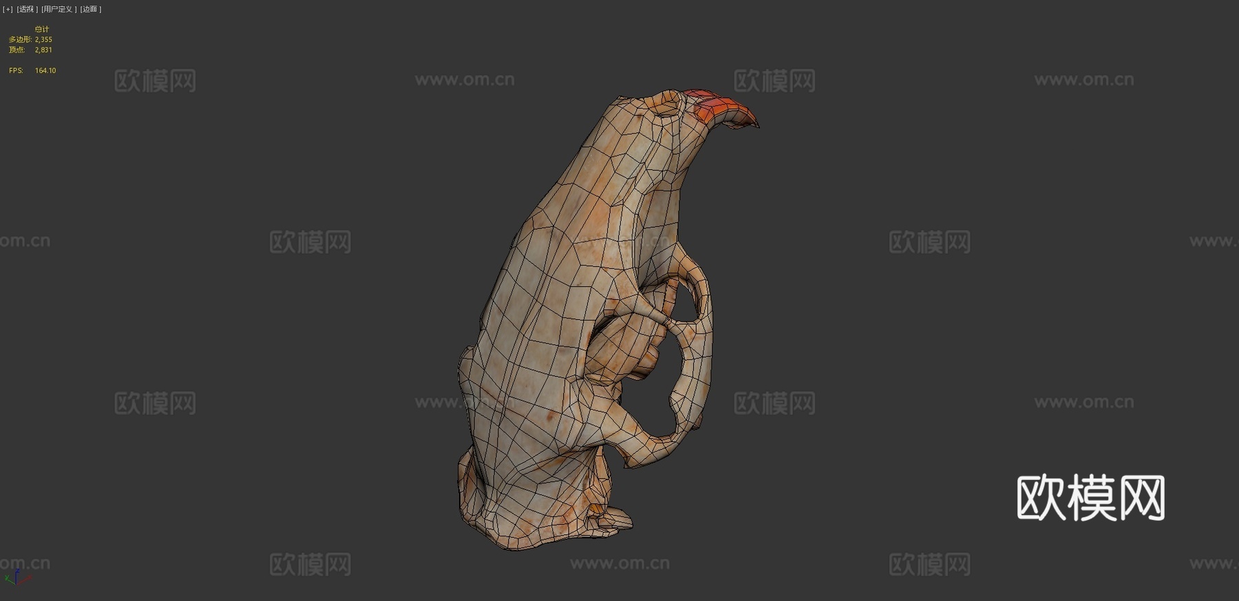 写实风格海狸鼠头骨低多边形3d模型下载（渲染图4）
