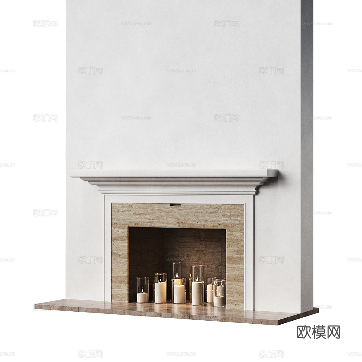 现代壁炉3d模型下载（渲染图2）