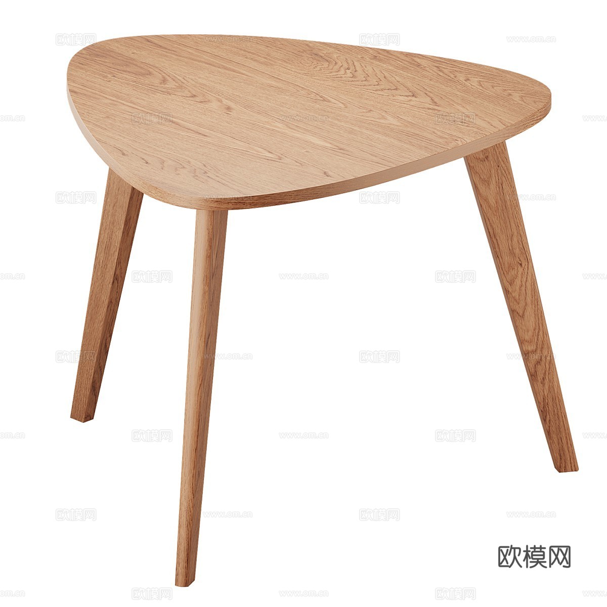 现代意式三角实木餐桌3d模型下载（渲染图1）