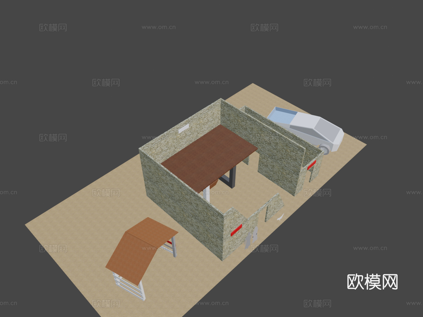 赛博卡车圣诞诞生场景3d模型下载（渲染图8）