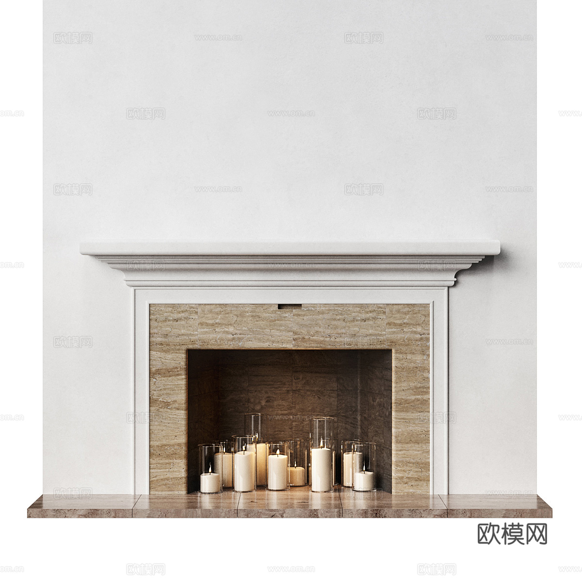 现代壁炉3d模型下载（渲染图1）