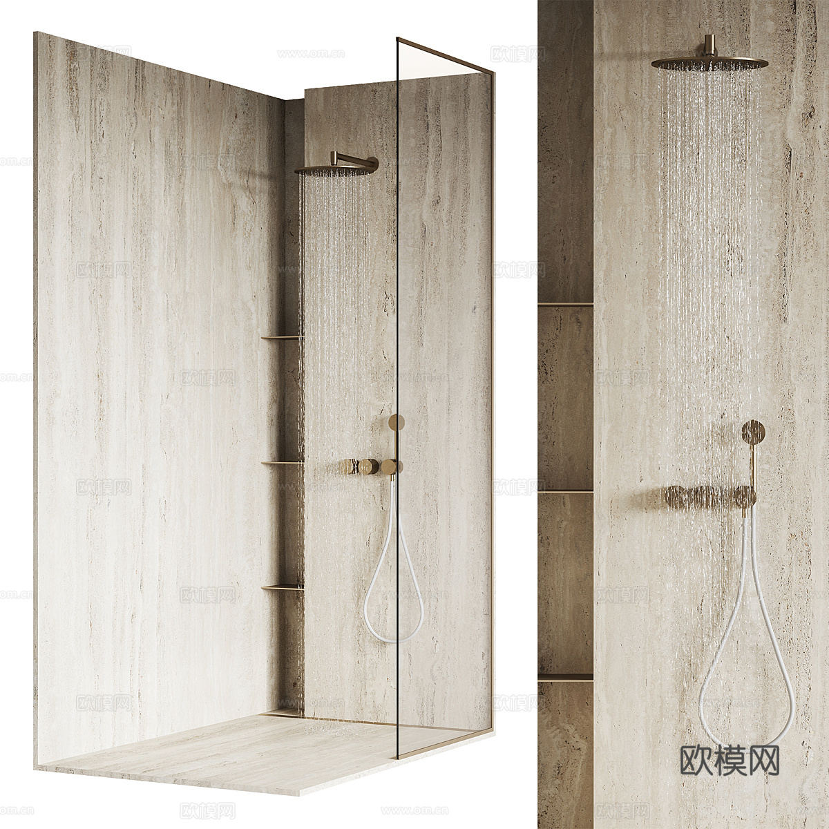 现代意式极简淋浴房3d模型下载（渲染图1）