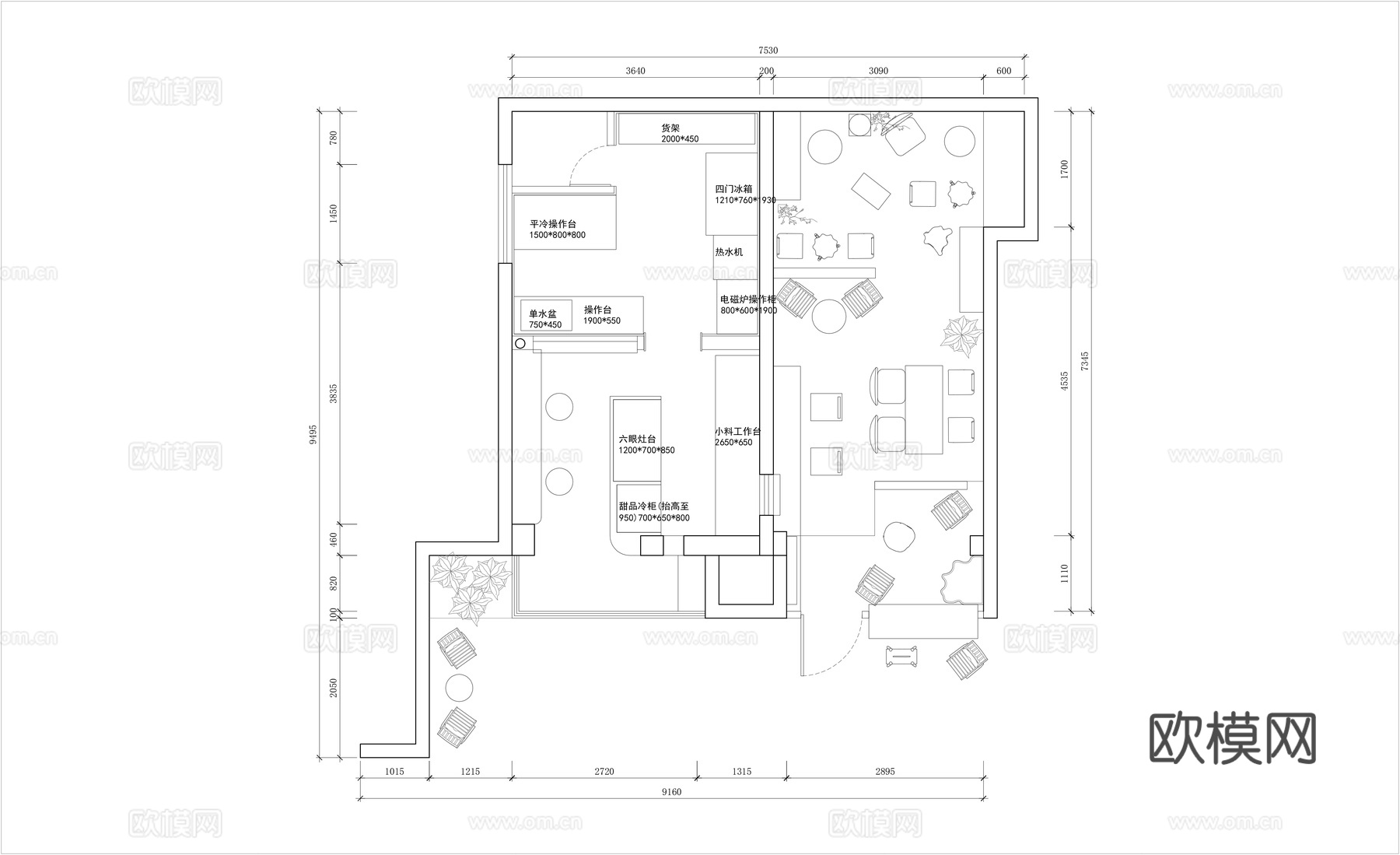 糖水铺装修施工图cad施工图