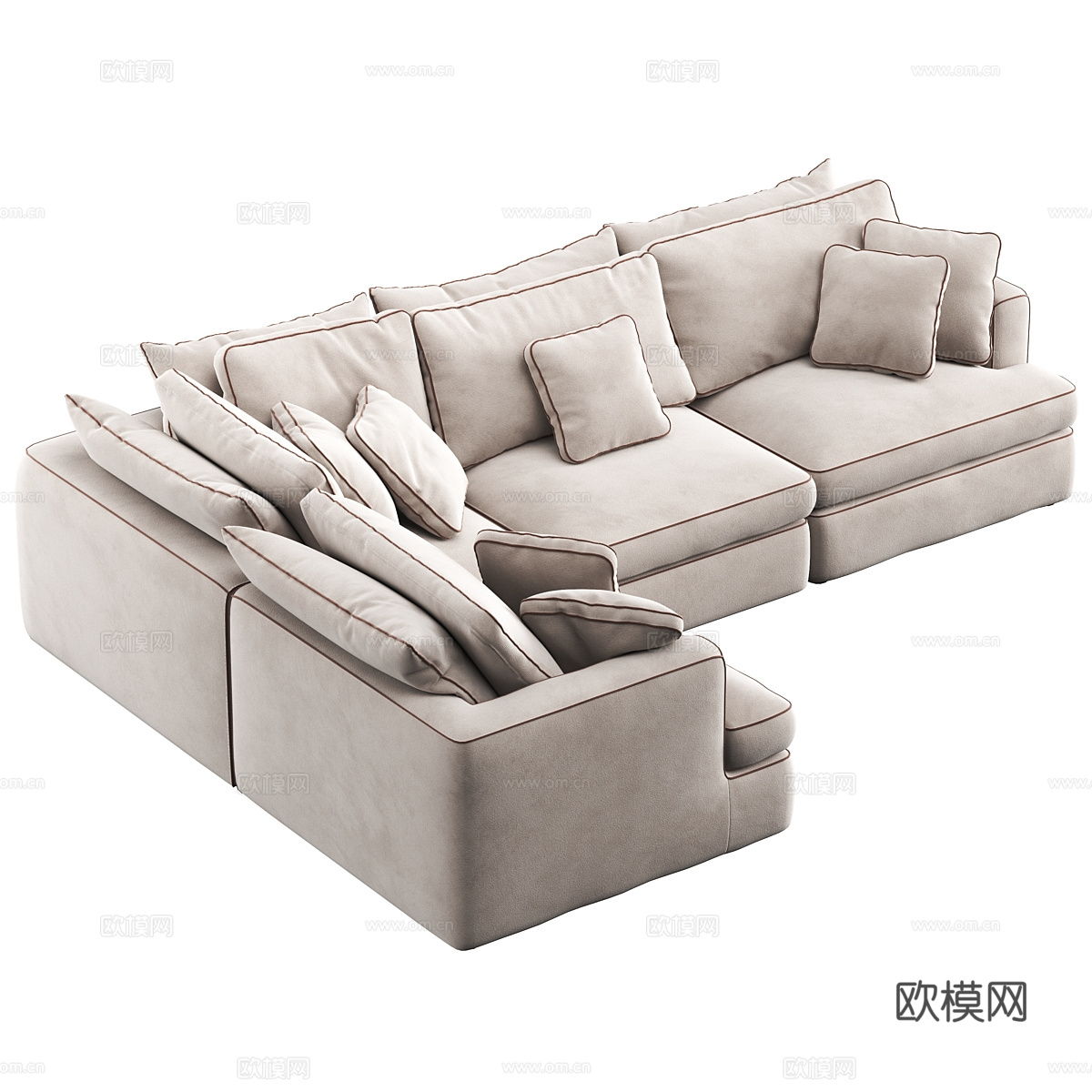 现代意式 Duomo 布艺组合转角沙发3d模型下载（渲染图4）