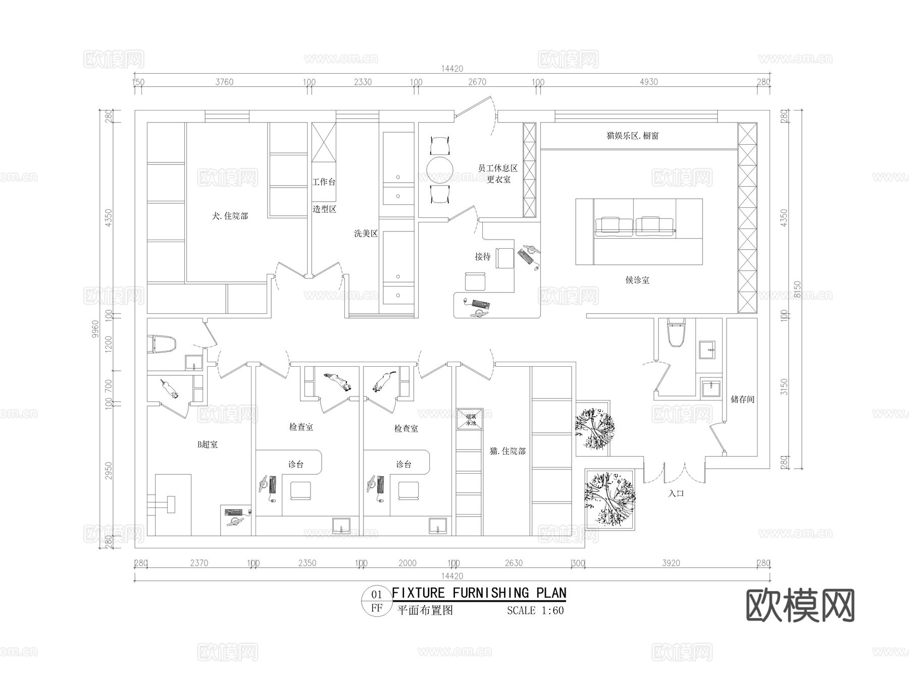 28套宠物医院宠物店宠物诊所CAD图纸cad施工图