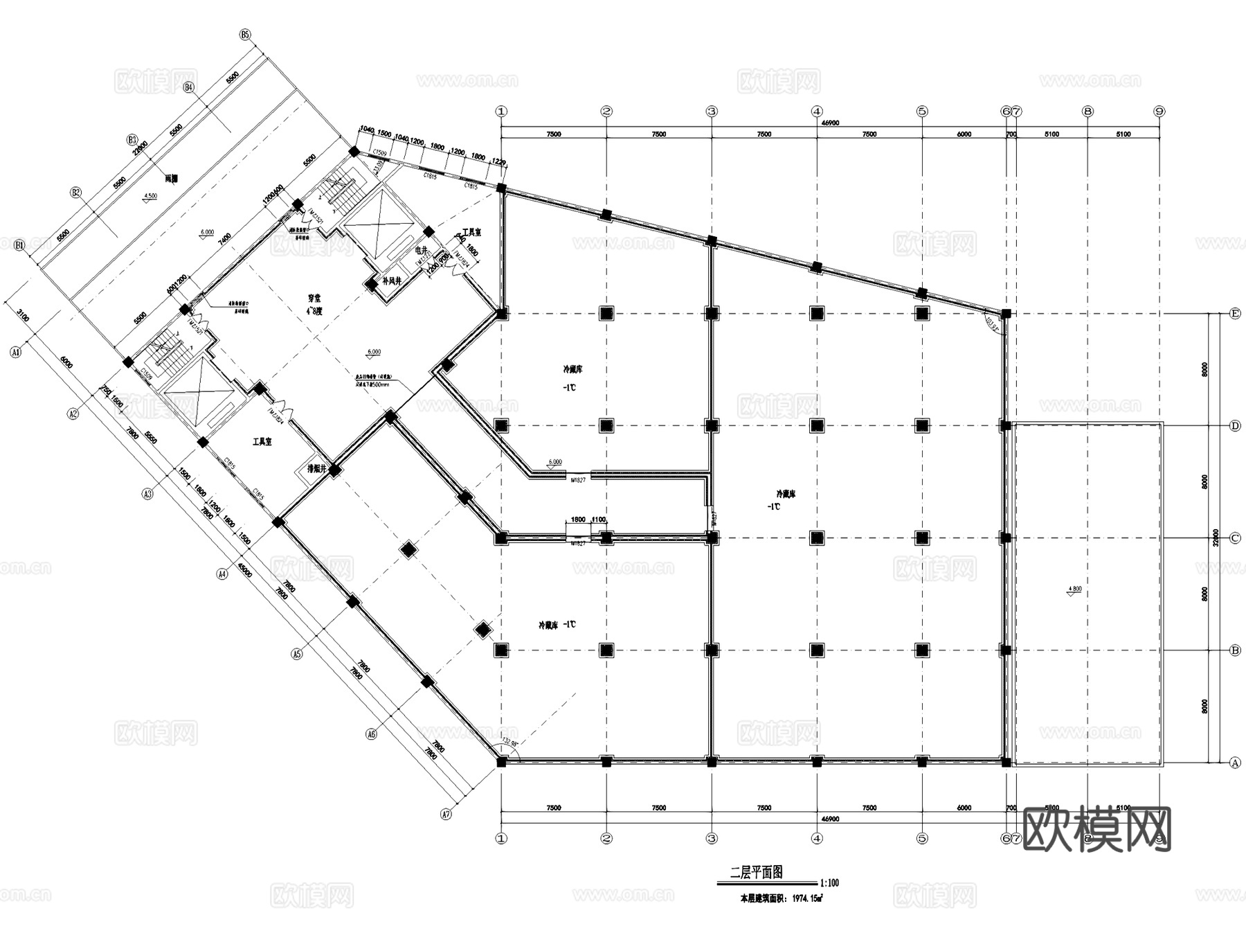 金沙农产品冷链体系高低温冷库建筑CAD施工图全套cad施工图