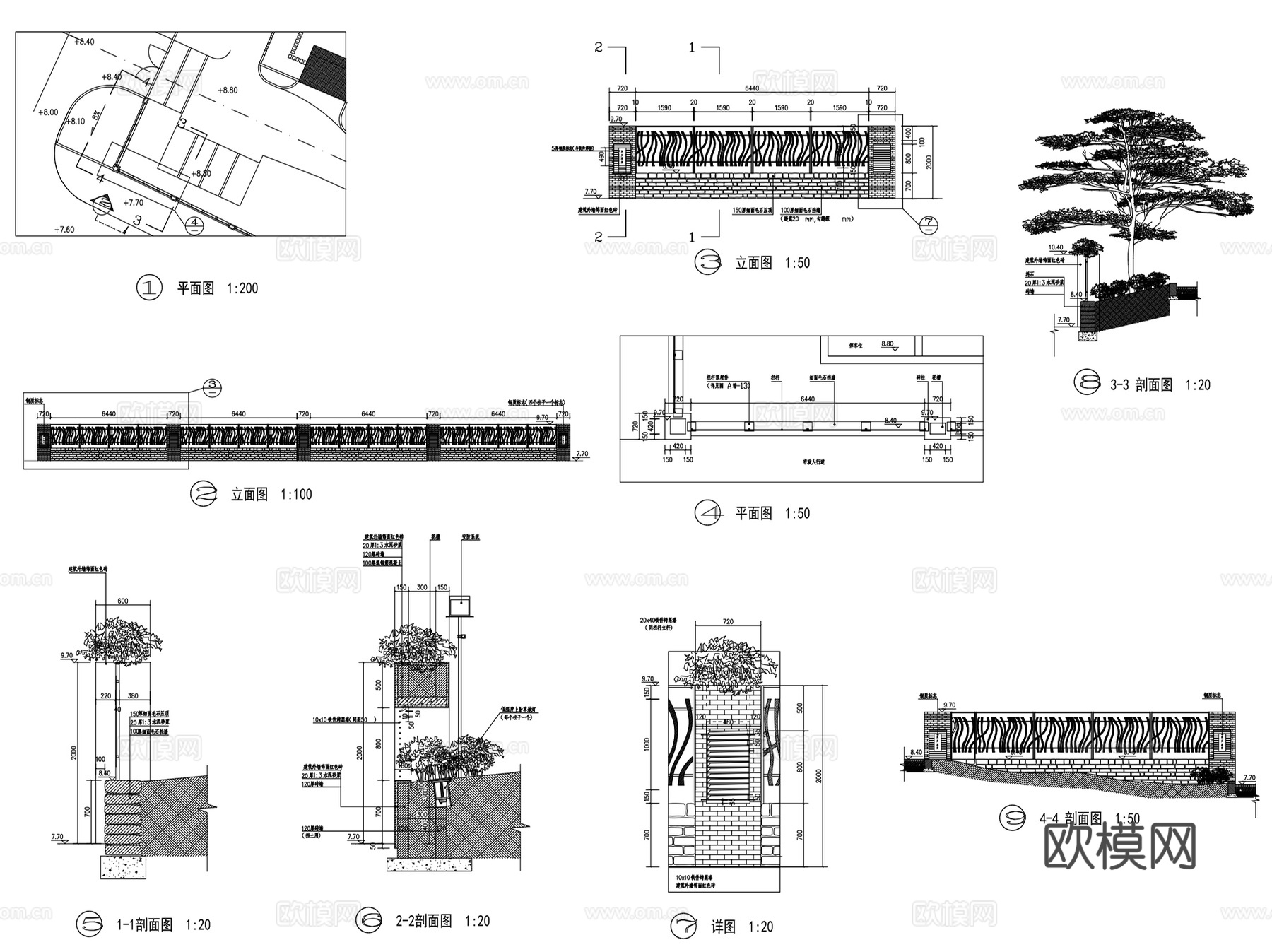 金属铁艺栏杆CAD施工图合集 90套cad施工图
