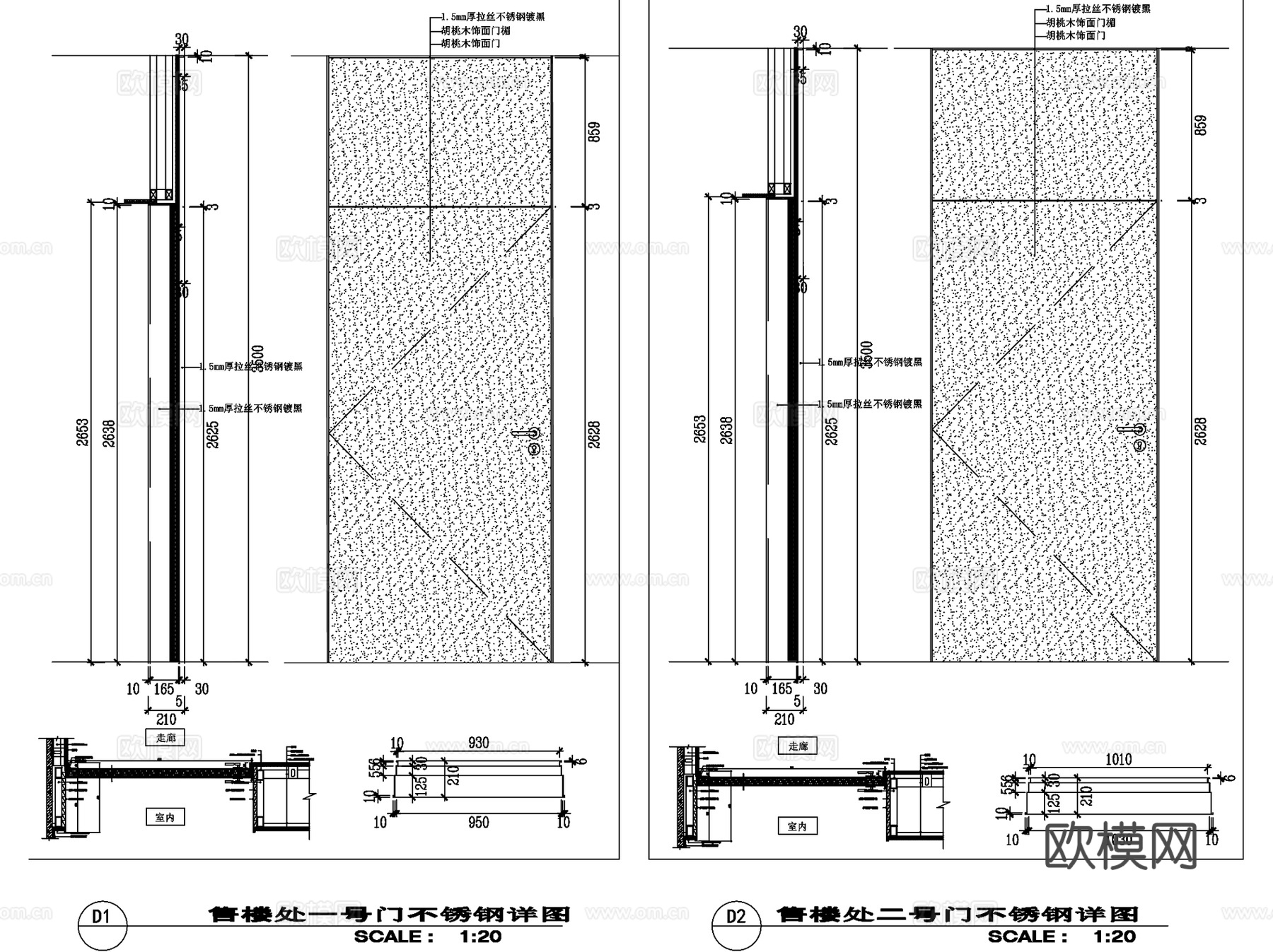 金属不锈钢五金节点大样CAD施工图集 20套cad施工图