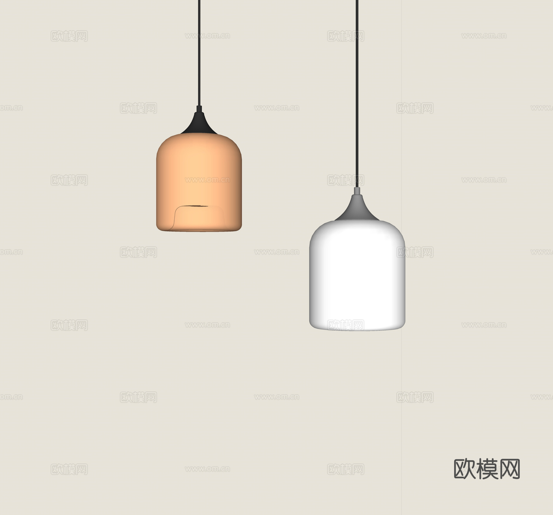 现代中古小吊灯su模型