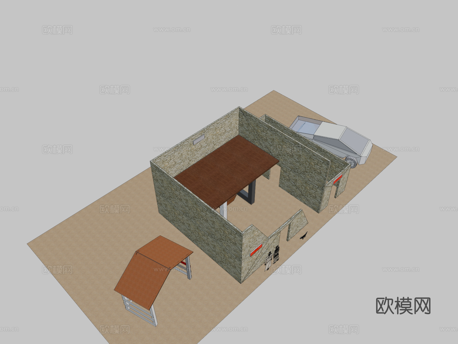 赛博卡车圣诞诞生场景3d模型下载（渲染图2）