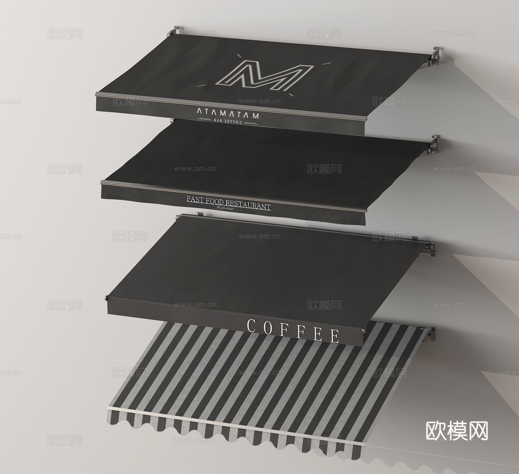 现代遮阳棚 伸缩遮雨棚 户外遮阳棚su模型