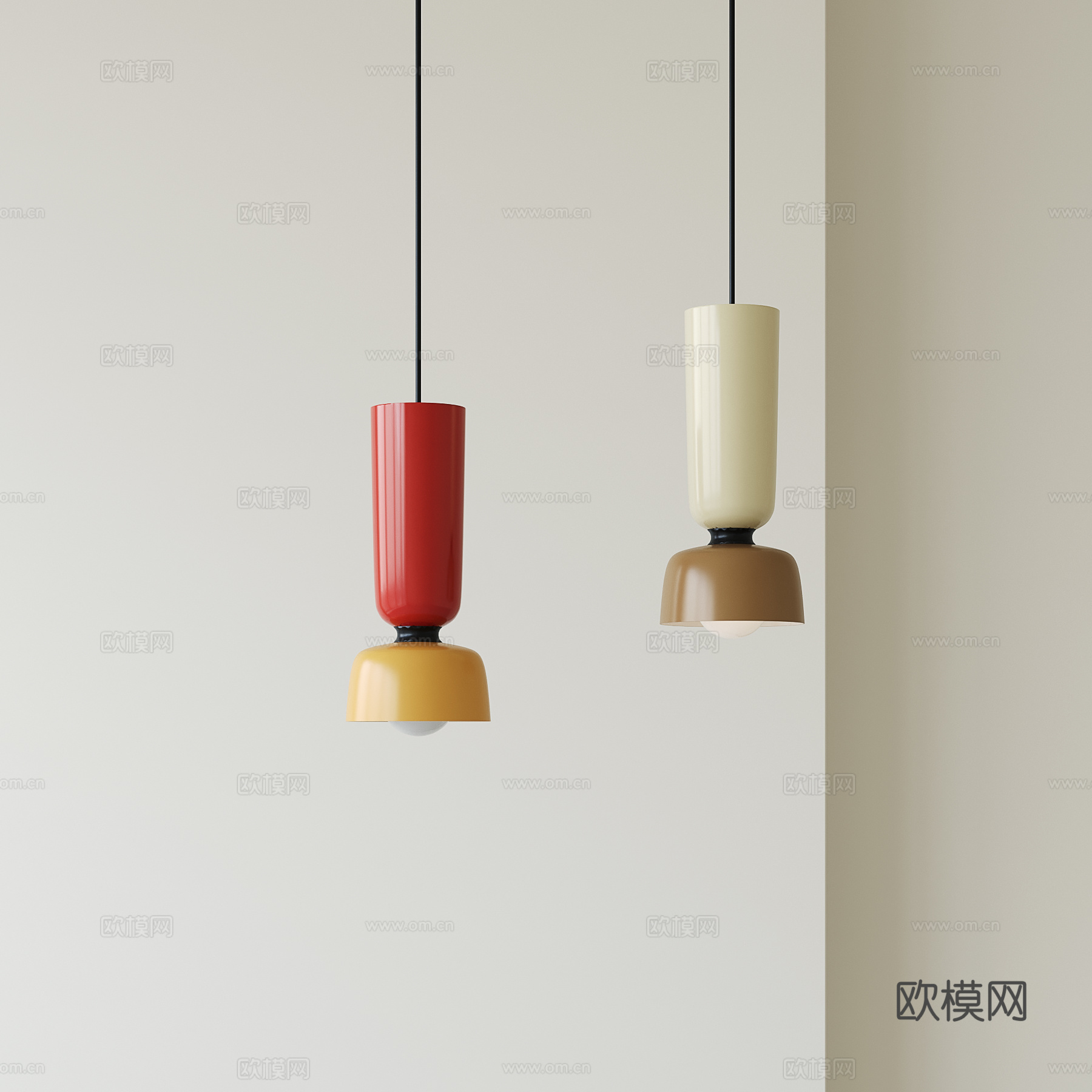 奶油风儿童吊灯su模型