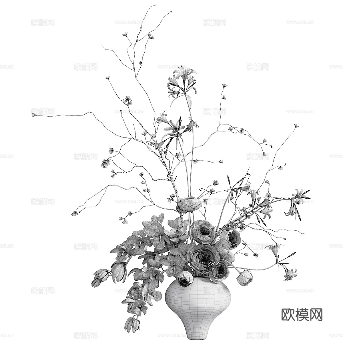 现代花艺花瓶摆件3d模型下载（渲染图5）