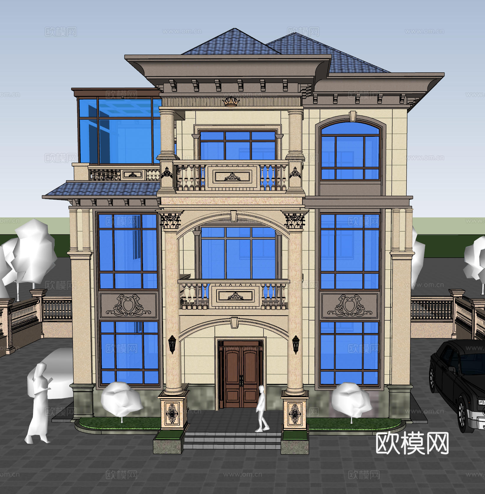 欧式自建别墅su模型