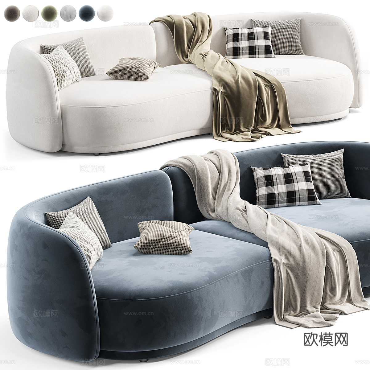 现代 Dantonehome 布艺弧形沙发3d模型下载（渲染图5）