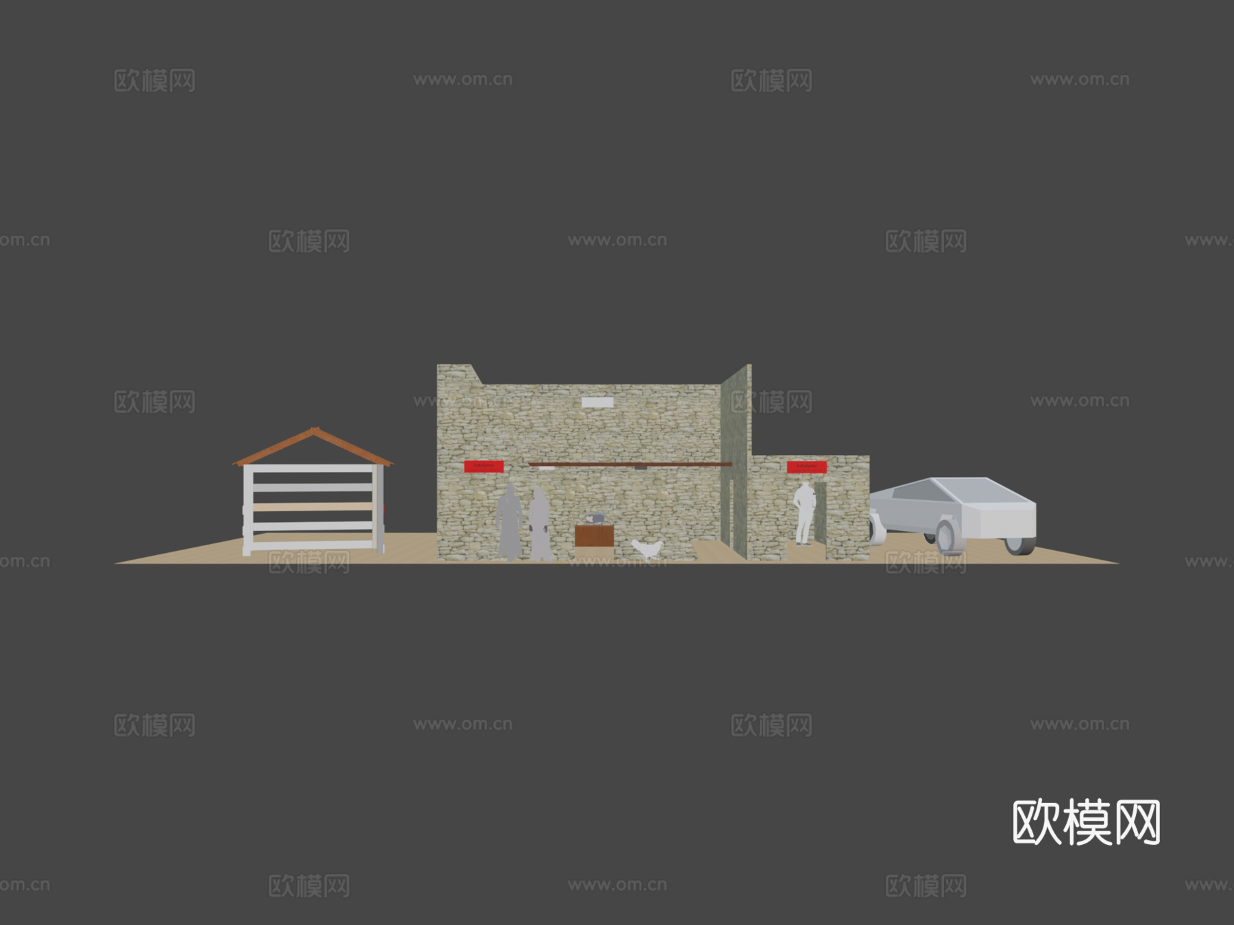 赛博卡车圣诞诞生场景3d模型下载（渲染图6）