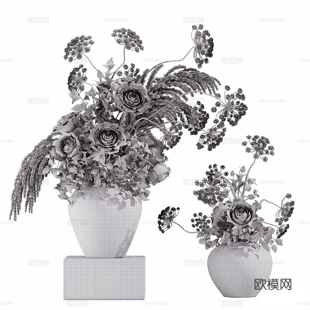 现代花艺花瓶摆件3d模型