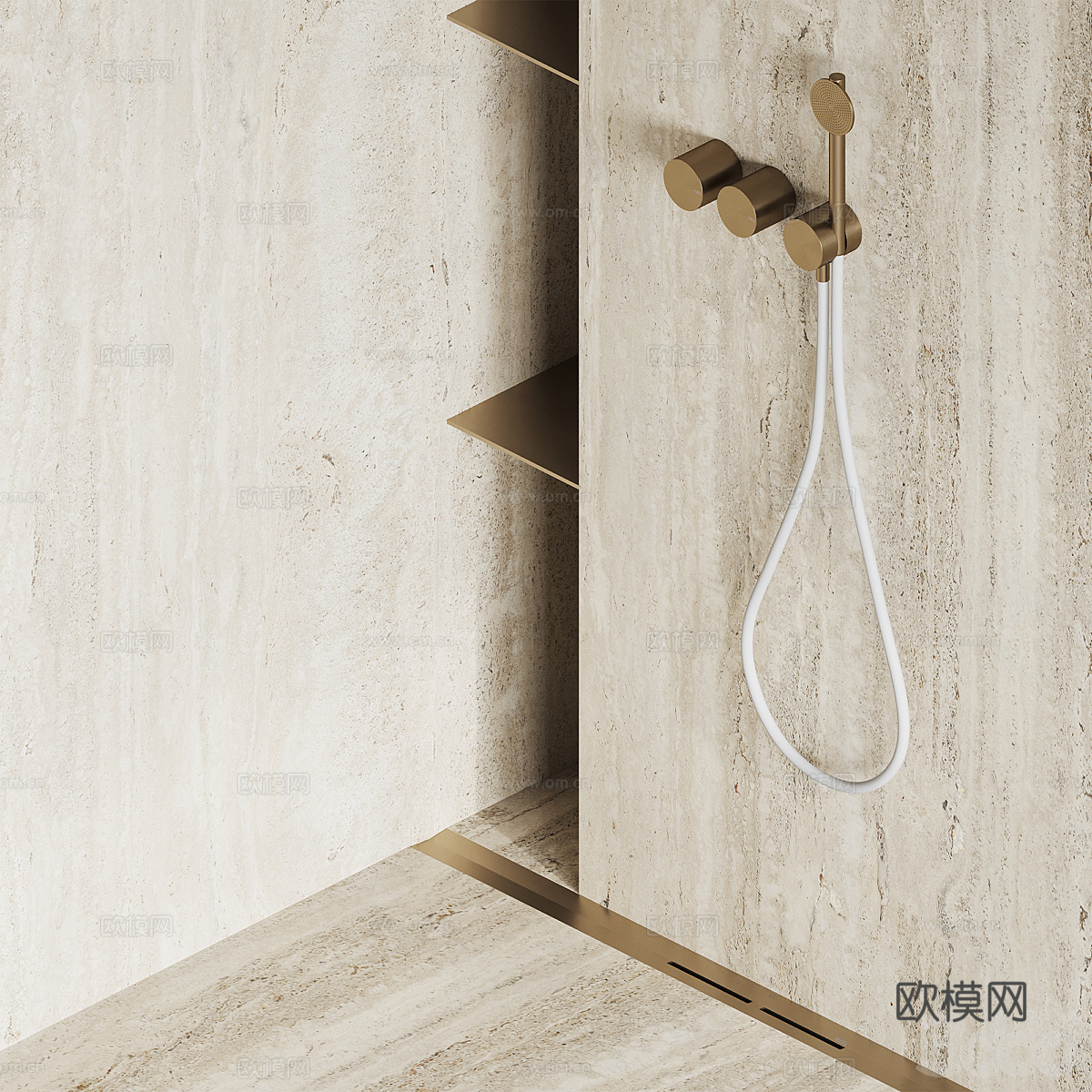 现代意式极简淋浴房3d模型下载（渲染图3）