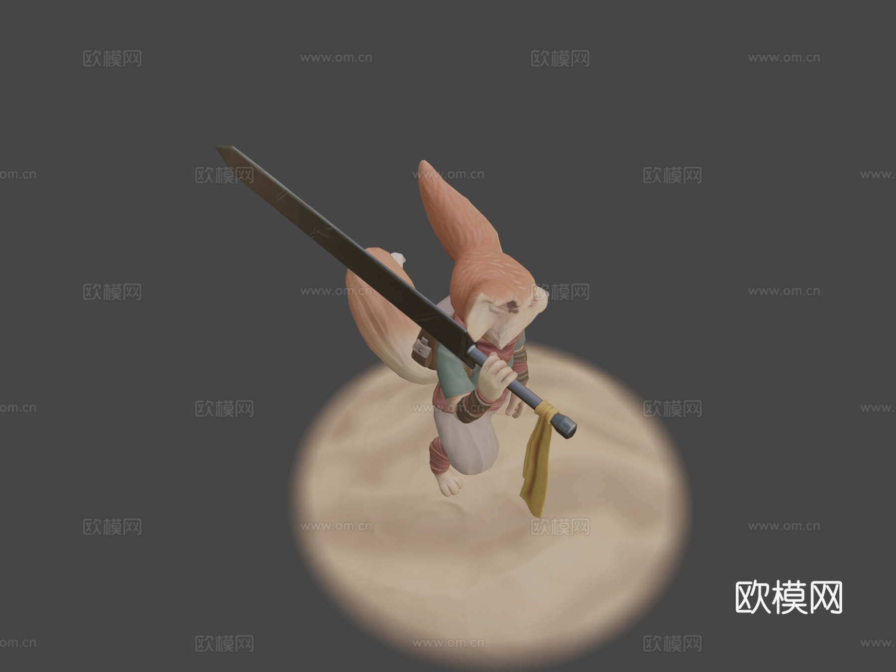 沙漠狐冒险家-风格化生物3d模型下载（渲染图7）