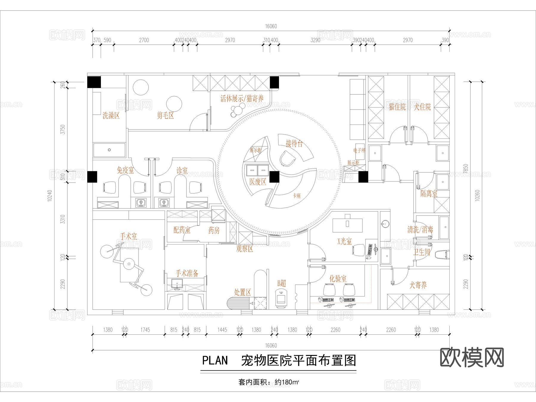 28套宠物医院宠物店宠物诊所CAD图纸cad施工图