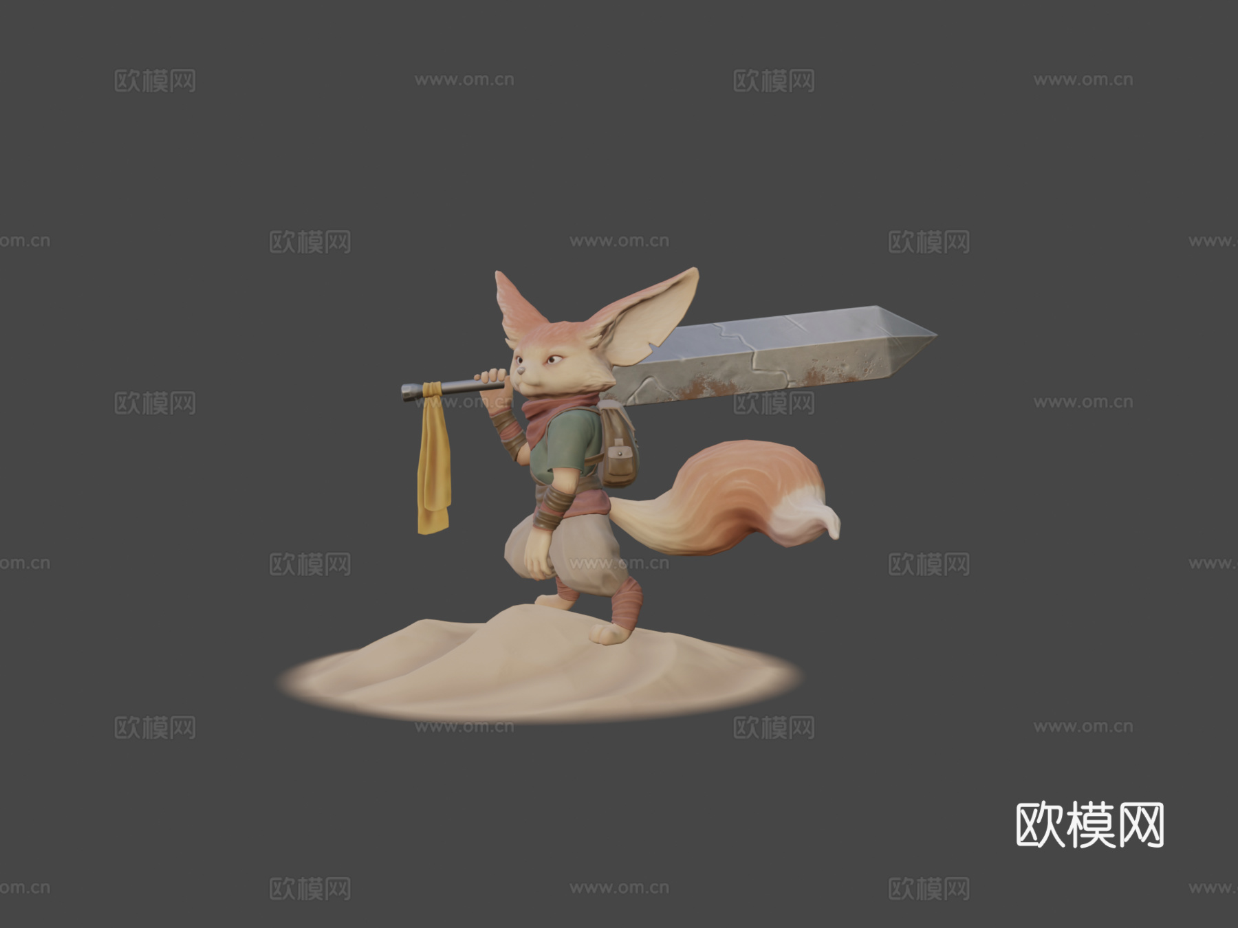 沙漠狐冒险家-风格化生物3d模型下载（渲染图6）