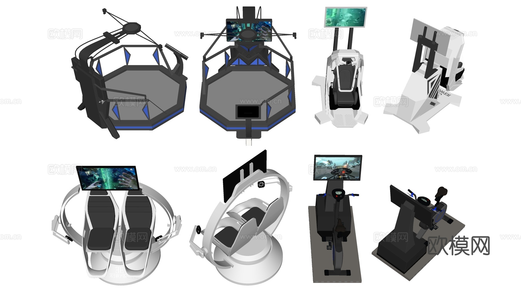 现代虚拟现实器材 VR设施 互动体验设施 娱乐器材su模型