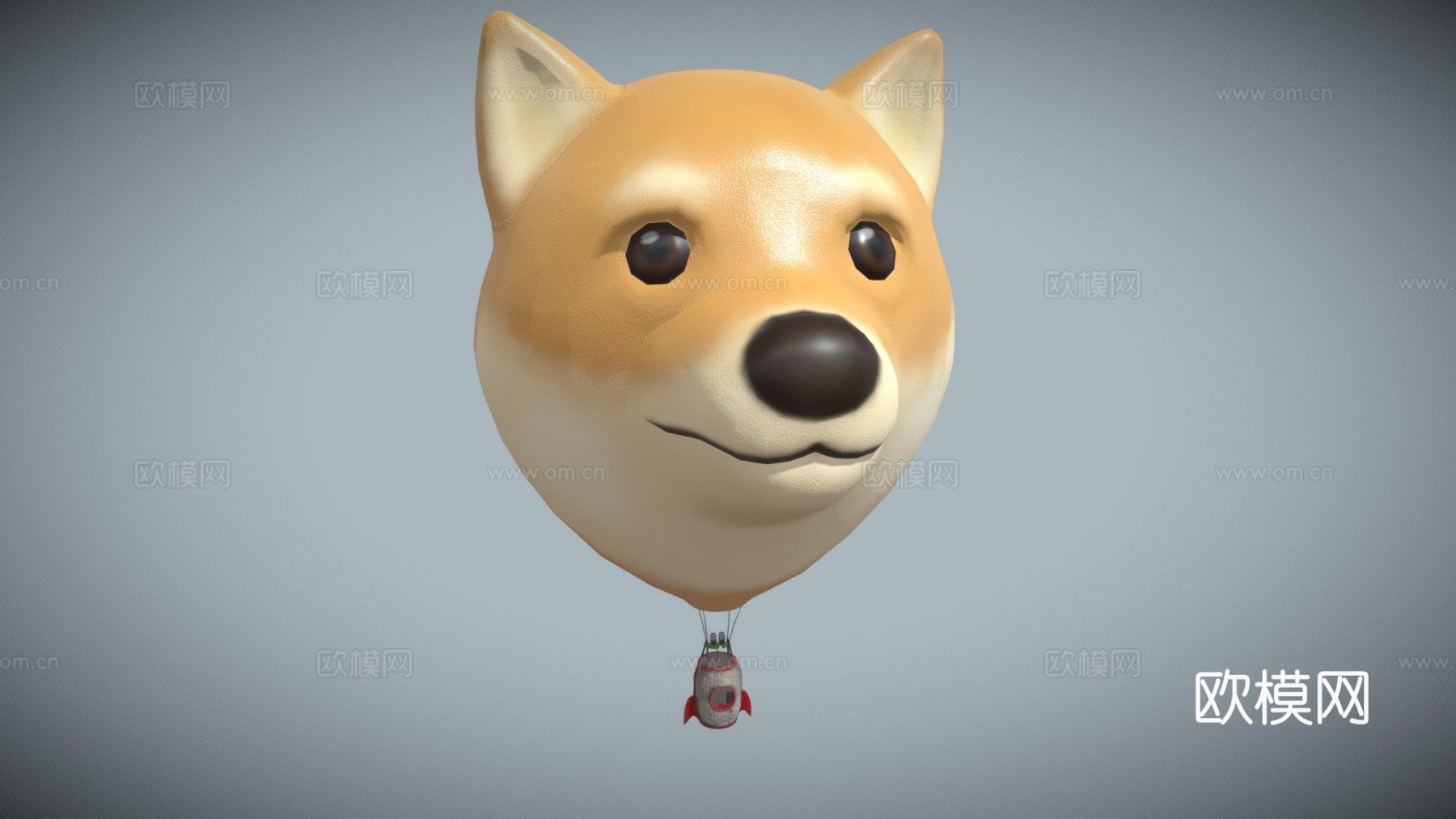 登月狗狗热气球3d模型下载（渲染图1）