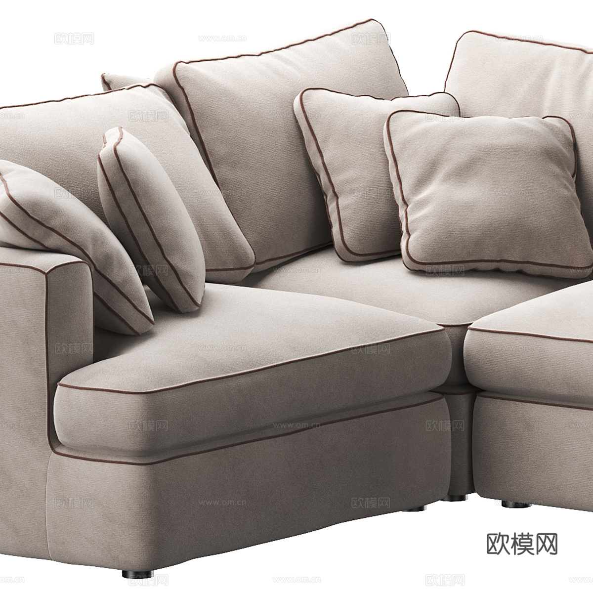 现代意式 Duomo 布艺组合转角沙发3d模型下载（渲染图6）